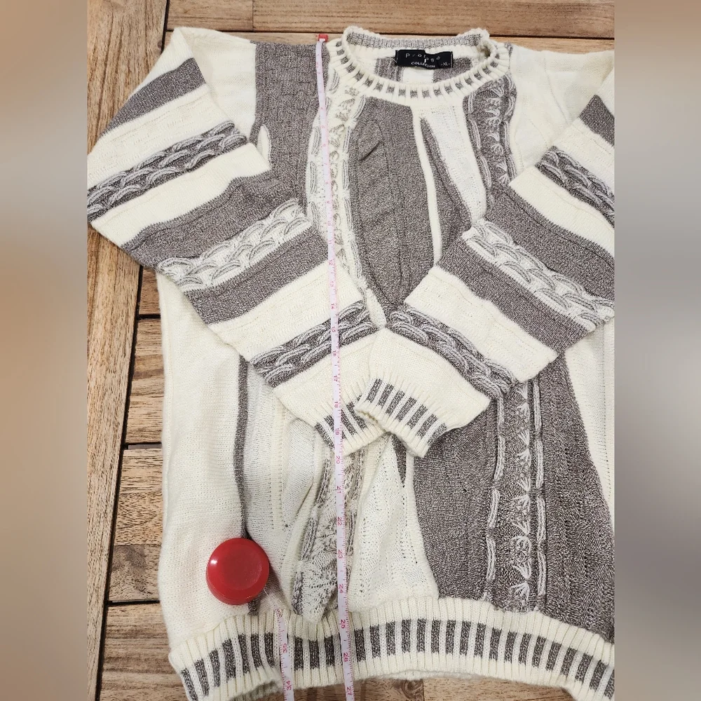🔥 Vintage 90s Protege 3D Knit Coogi Style Sweater XL Grandpacore